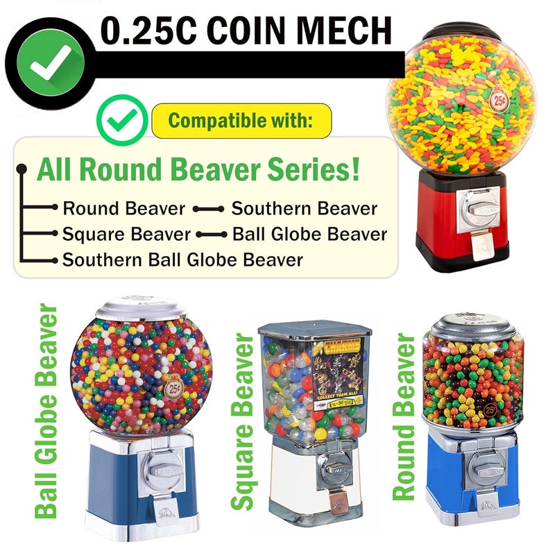 ACKSTAR Store Coin Mechanism for Beaver Machines. 25 Cent Coin Mech for Beaver Gumball Machine Candy Machine. Fit Square Beaver, Round Beaver, Southern & Ball Globe Beaver Vending Machine Coin Mechanism - New - Image 3